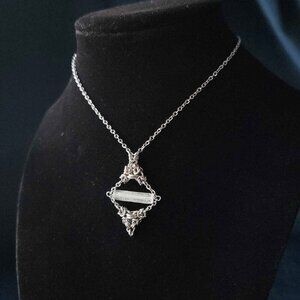 Gothic fairy crystal diamond-shape necklace with a small silver chain